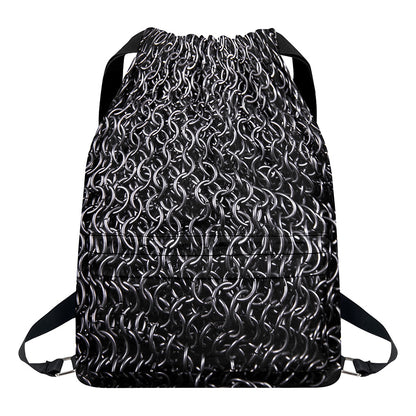 Silver Chainmail Print Drawstring Backpack