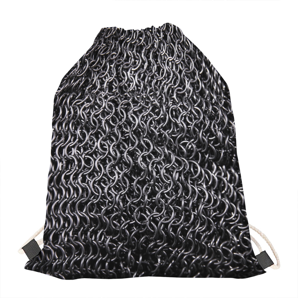 Silver Chainmail Print Drawstring Bag