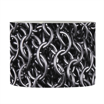 Silver Chainmail Print Drum Lamp Shade