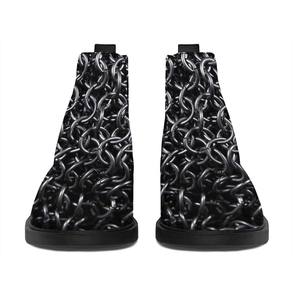 Silver Chainmail Print Flat Ankle Boots