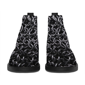 Silver Chainmail Print Flat Ankle Boots