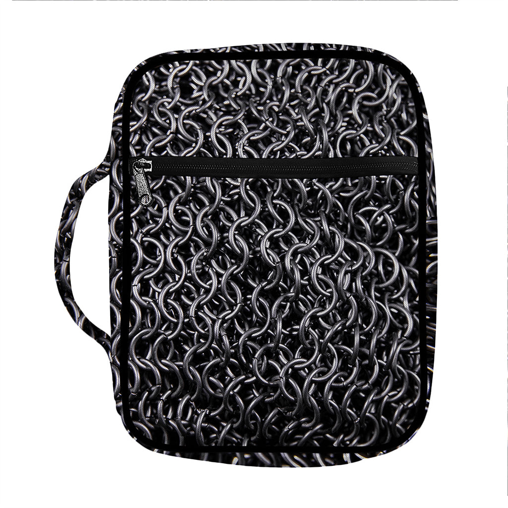 Silver Chainmail Print Front Pocket Bible Bag