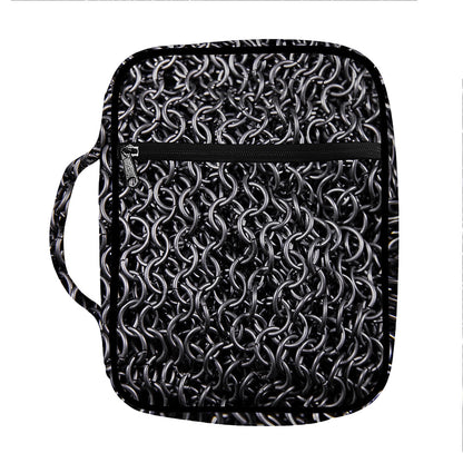 Silver Chainmail Print Front Pocket Bible Bag