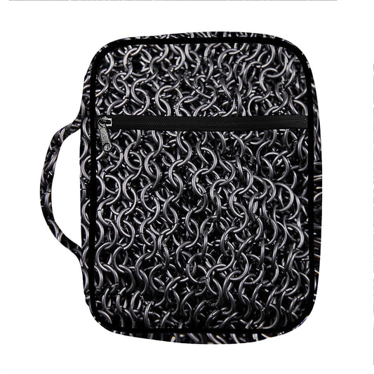 Silver Chainmail Print Front Pocket Bible Bag