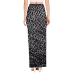 Silver Chainmail Print High Slit Maxi Skirt