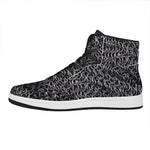 Silver Chainmail Print High Top Leather Sneakers