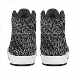Silver Chainmail Print High Top Leather Sneakers