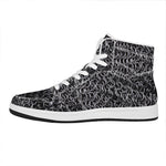 Silver Chainmail Print High Top Leather Sneakers