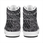Silver Chainmail Print High Top Leather Sneakers