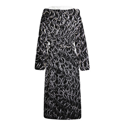 Silver Chainmail Print Hooded Bathrobe