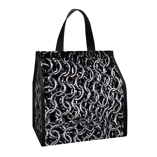 Silver Chainmail Print Insulated Lunch Tote