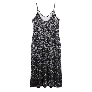 Silver Chainmail Print Jersey Midi Cami Dress