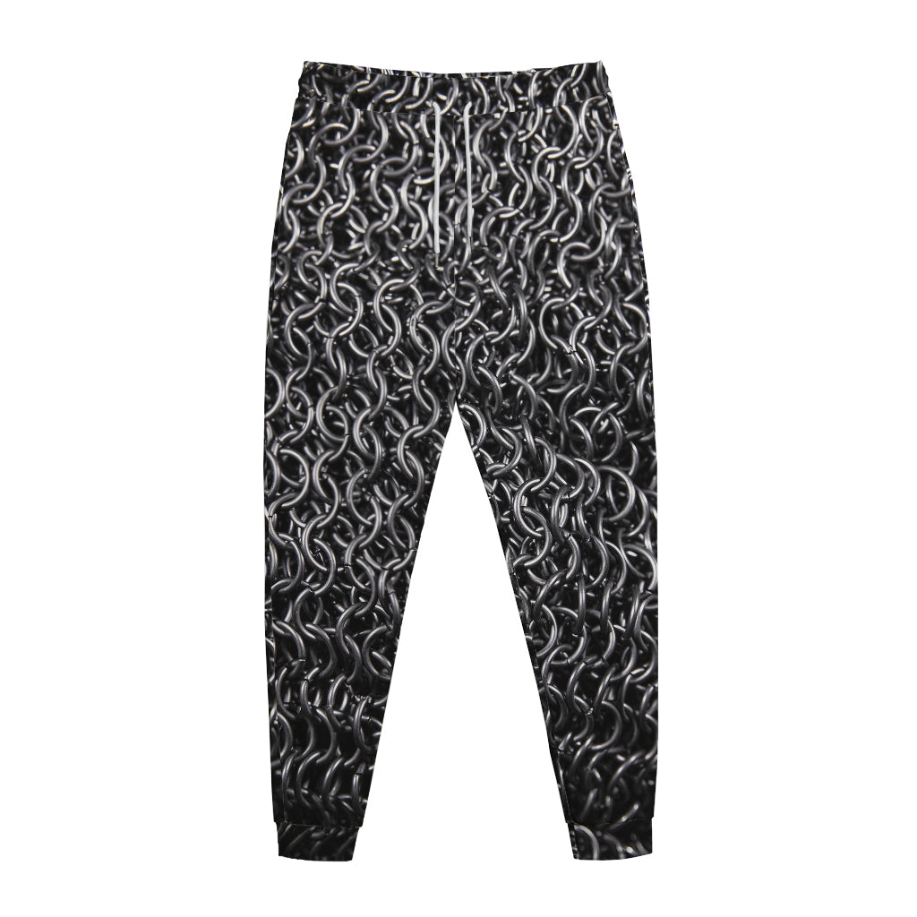Silver Chainmail Print Jogger Pants