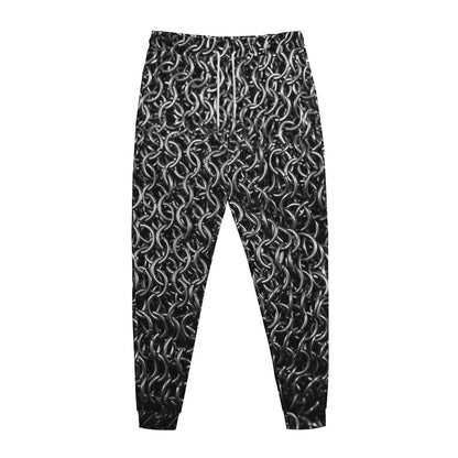 Silver Chainmail Print Jogger Pants