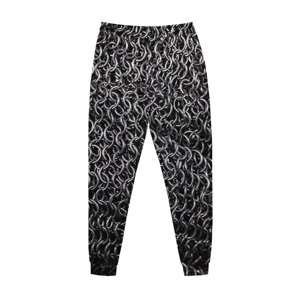 Silver Chainmail Print Jogger Pants
