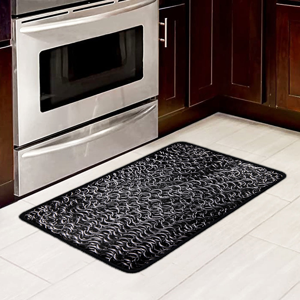 Silver Chainmail Print Kitchen Mat