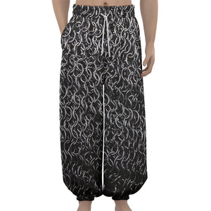 Silver Chainmail Print Lantern Pants