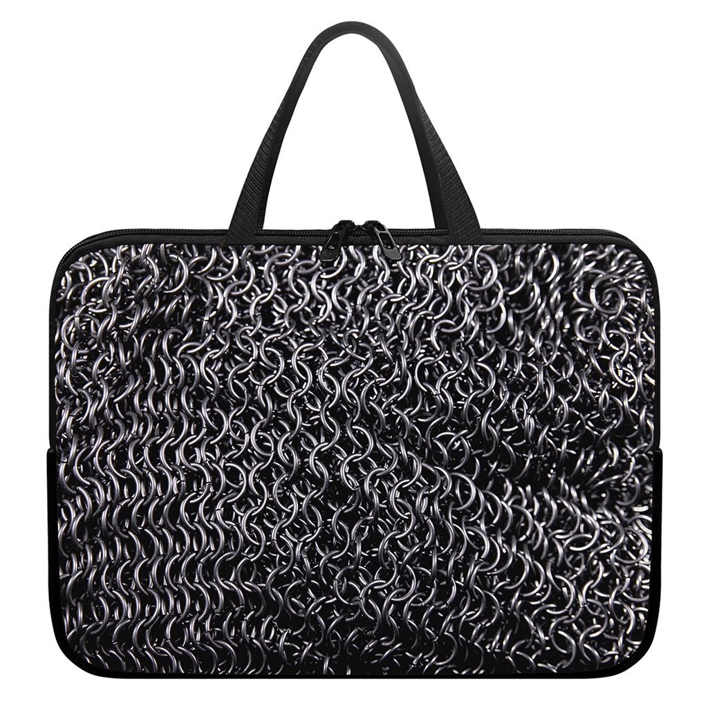 Silver Chainmail Print Laptop Sleeve With Handle