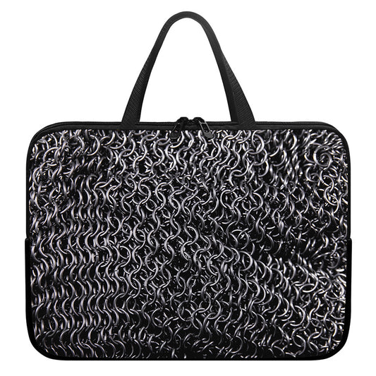Silver Chainmail Print Laptop Sleeve With Handle