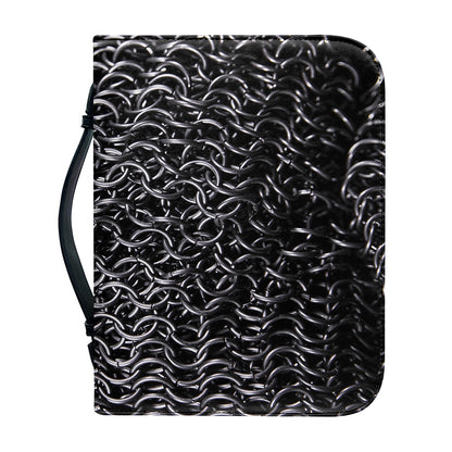 Silver Chainmail Print Leather Bible Cover