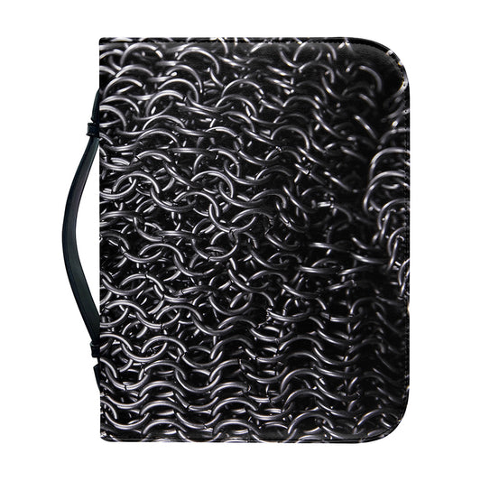 Silver Chainmail Print Leather Bible Cover