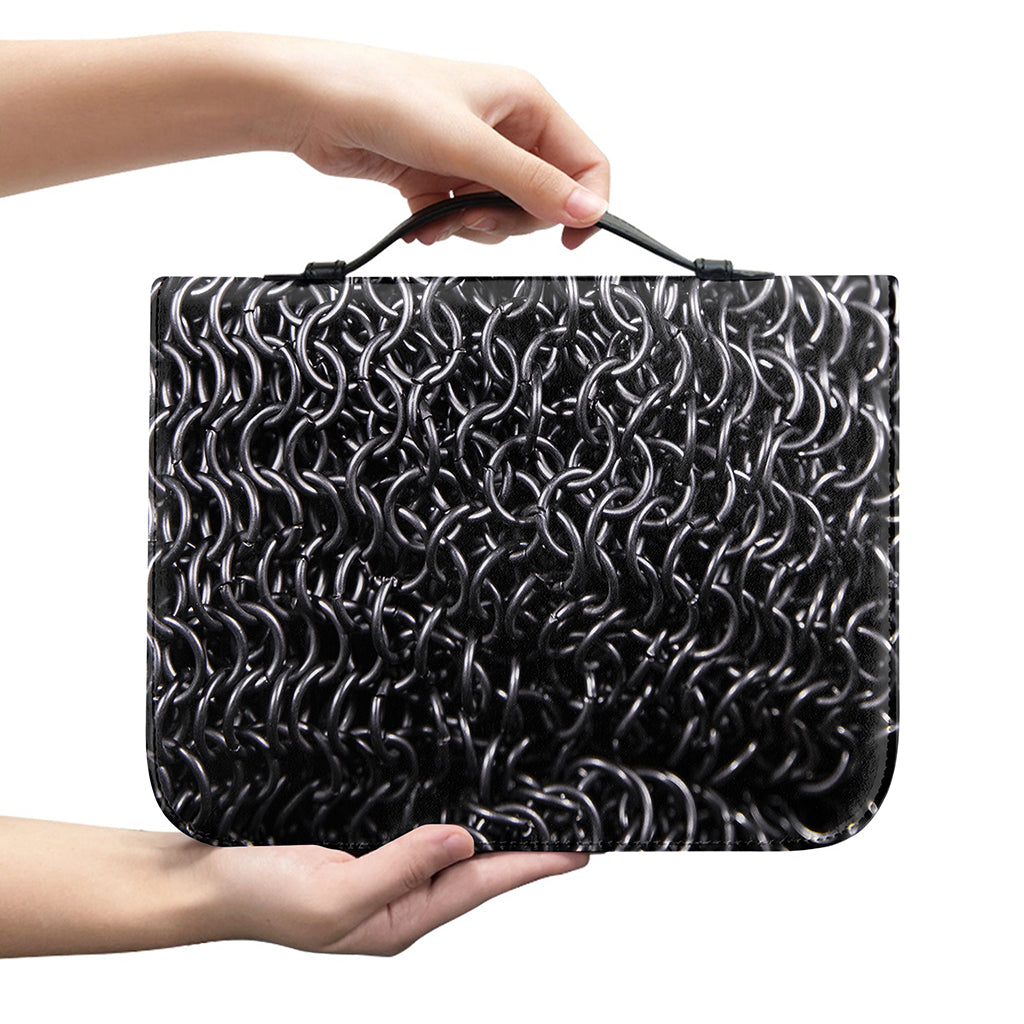 Silver Chainmail Print Leather Bible Cover