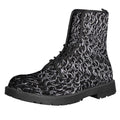 Silver Chainmail Print Lace-Up Boots