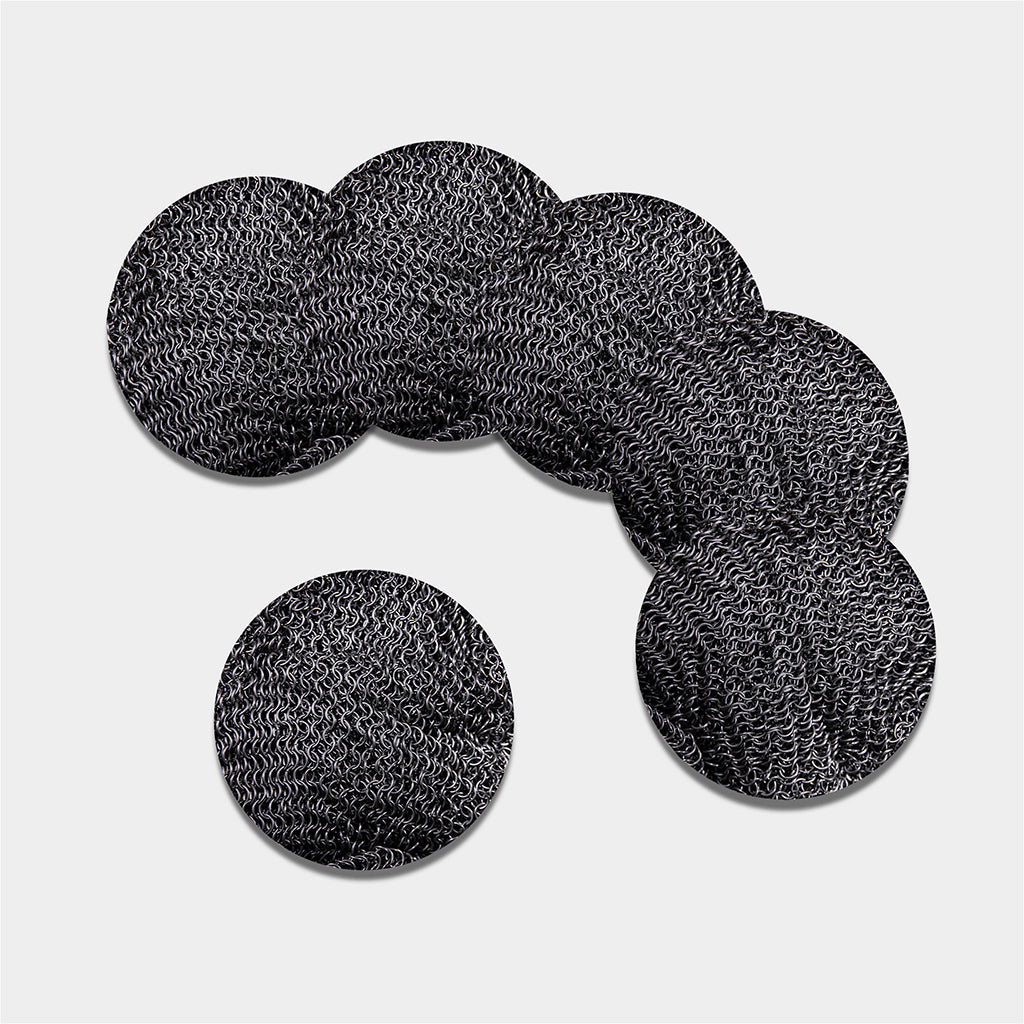 Silver Chainmail Print Leather Coaster Set