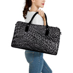 Silver Chainmail Print Leather Duffle Bag