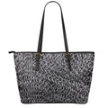 Silver Chainmail Print Leather Tote Bag With Zipper