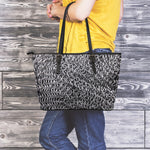 Silver Chainmail Print Leather Tote Bag