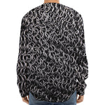 Silver Chainmail Print Long Sleeve Baseball Jersey