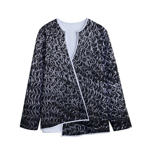 Silver Chainmail Print Long Sleeve Short Coat