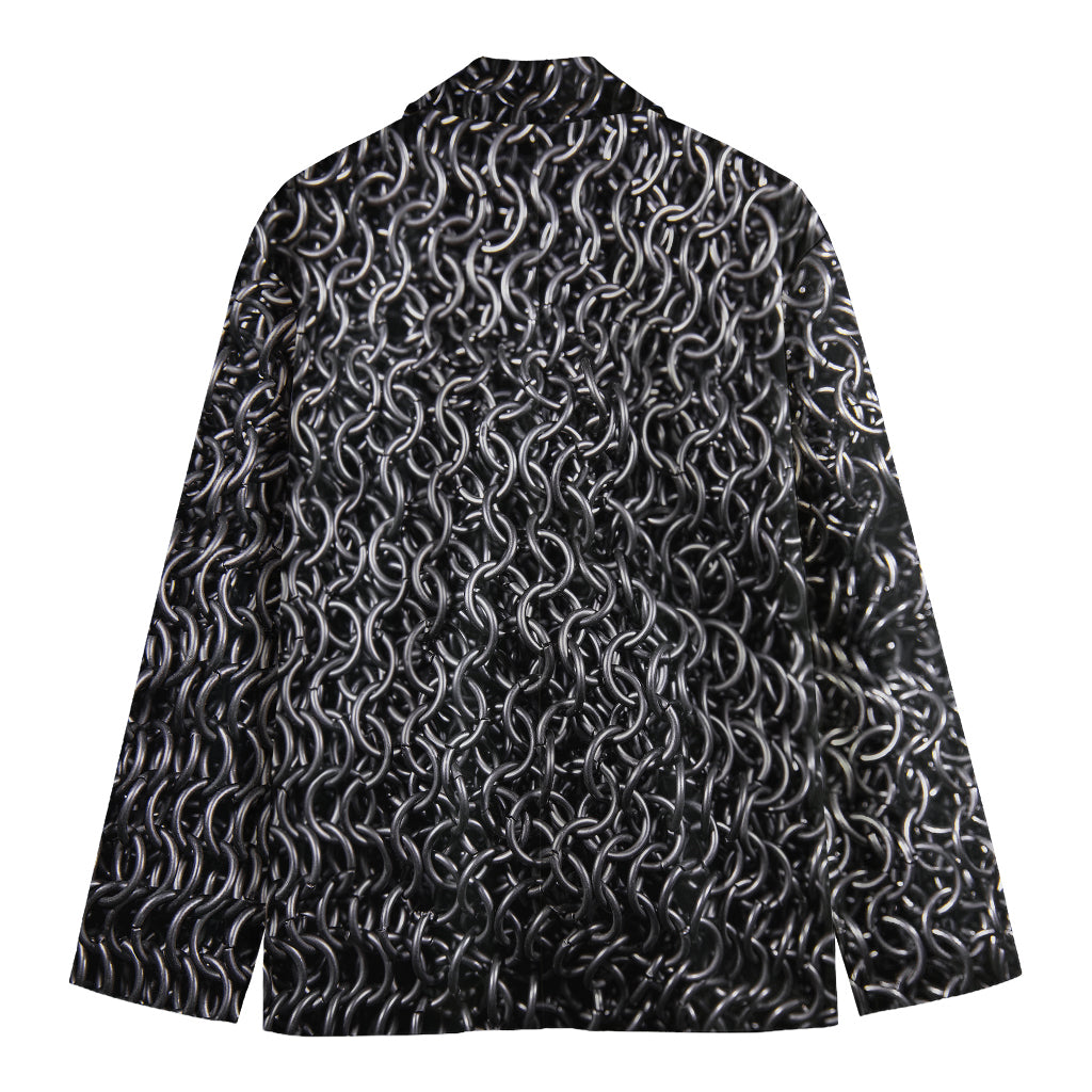 Silver Chainmail Print Men's Blazer