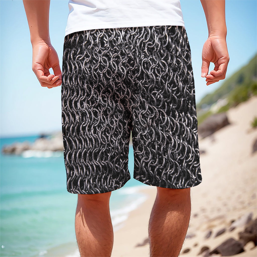 Silver Chainmail Print Men's Cargo Shorts