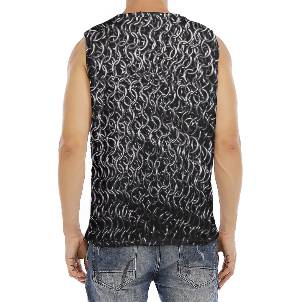 Silver Chainmail Print Men's Fitness Tank Top