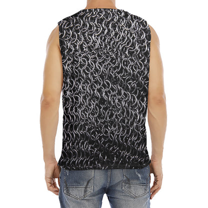 Silver Chainmail Print Men's Fitness Tank Top