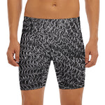 Silver Chainmail Print Men's Long Boxer Briefs