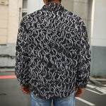 Silver Chainmail Print Men's Shirt Jacket