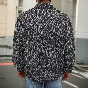 Silver Chainmail Print Men's Shirt Jacket