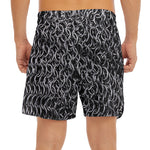 Silver Chainmail Print Men's Split Running Shorts