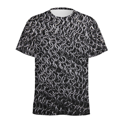 Silver Chainmail Print Men's Sports T-Shirt