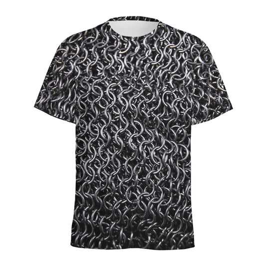Silver Chainmail Print Men's Sports T-Shirt