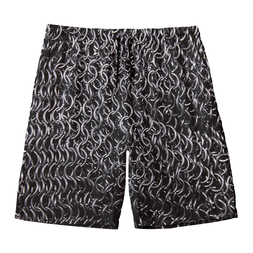 Silver Chainmail Print Men's Swim Trunks