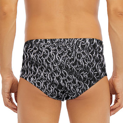 Silver Chainmail Print Men's Triangle Swim Briefs