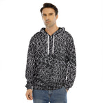 Silver Chainmail Print Men's Velvet Pullover Hoodie