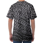 Silver Chainmail Print Men's Velvet T-Shirt