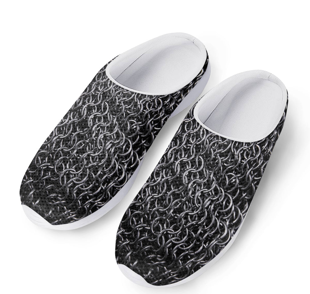 Silver Chainmail Print Mesh Casual Shoes