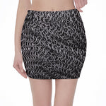 Silver Chainmail Print Pencil Mini Skirt