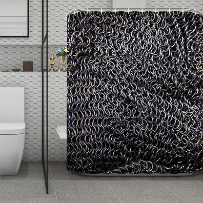 Silver Chainmail Print Polyester Shower Curtain